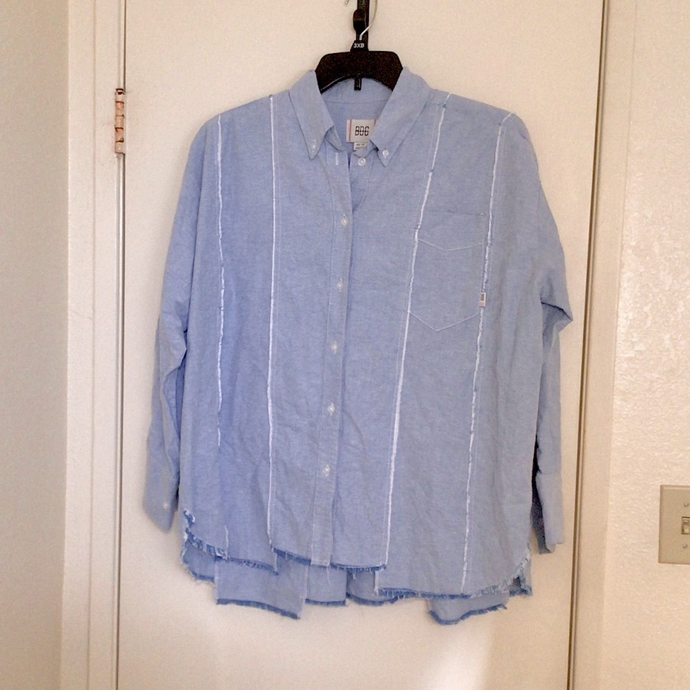 BDG Light Blue Vertical Stripe Button-Down Shirt